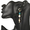 Synthetic Chrysocolla & Natural Agate Beads Hoop Dangle Earrings EJEW-JE07321-3