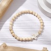 Natural Wood Beads Stretch Bracelets for Women BJEW-JB11338-01-1