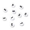 Mix Numbers White Flat Round Acrylic Beads X-PB9111-3