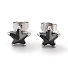 Star 316 Surgical Stainless Steel Pave Black Cubic Zirconia Stud Earrings for Women Men EJEW-Z050-21AS-1