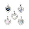 Rack Plating Brass Enamel Micro Pave Clear Cubic Zirconia Pendants KK-K380-04P-1