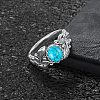 Zinc Alloy with Synthetic Turquoise Finger Rings FS-WGE57A9-02-3