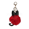 Cute Cat PU Leather & Imitate Rex Rabbit Fur Ball Keychain KEYC-C005-01E-2