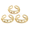 Rack Plating Brass Micro Pave Cubic Zirconia Open Cuff Rings for Women RJEW-U026-03G-01-1