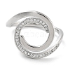 Rack Plating Brass Micro Pave Cubic Zirconia Open Cuff Rings for Women RJEW-Z059-31P-2