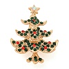 Christmas Tree Theme Zinc Alloy with Rhinestone Brooches JEWB-B018-02G-03-1