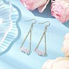 304 Stainless Steel with Natural Rose Quartz Dangle Earrings EJEW-JE06010-01-2