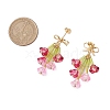 Glass Beads Flower Dangle Stud Earrings EJEW-TA00595-3