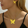 Elegant Real 18K Gold Plated Brass Butterfly Earring & Necklace Set for Wedding Party FR1218-1