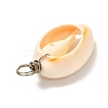 Natural Cowrie Shell Pendants X-PALLOY-JF00940-02-3