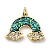 Rack Plating Brass Micro Pave Cubic Zirconia with Synthetic Opal Pendants KK-D088-28G-2