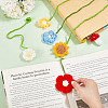 6Pcs 6 Styles Flower & Mushroom & Leaf Handmade Woven Woolen Yarn Bookmarks HJEW-HY0001-19-3