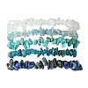 5Pcs 5 Styles Natural Quartz Crystal & Lapis Lazuli & Apatite & Aquamarine & Howlite Chip Beaded Stretch Bracelet Sets BJEW-JB10839-1