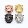 CZ Brass Micro Pave AAA Cubic Zirconia 3D Leopard Head Beads ZIRC-L012-09-NR-1