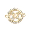 Brass Pave Clear Cubic Zirconia Friendship Connector Charms KK-L253-06G-1