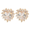 Rack Plating Flat Round Brass Clear Cubic Zirconia Stud Earrings EJEW-M090-19G-02-1