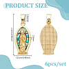 6Pcs Brass with Natural Paua Shell Religion Pendants KK-GA0002-60-2