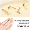 BENECREAT 24Pcs Rectangle 304 Stainless Steel Stud Earring Findings STAS-BC0002-50-3