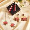 3 Pairs 3 Style Heart & Trapezoid & Square Resin & Walnut Wood Dangle Stud Earring EJEW-SW00014-01-5