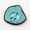 Nuggets with Peace Sign Natural Howlite Pendants TURQ-K001-04-3