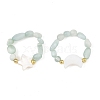 2Pcs Glass with Natural Freshwater Shell Beads Rings RJEW-JR01114-3