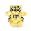 Bear Brass Micro Pave Cubic Zirconia Open Cuff Ring for Women RJEW-U003-23A-G-2