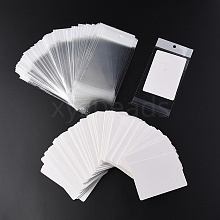 100Pcs Rectangle Paper One Pair Earring Display Cards with Hanging Hole CDIS-YW0001-02B