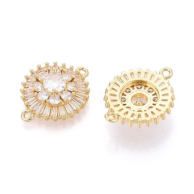 Brass Pave Clear Cubic Zirconia Connector Charms KK-N284-21G-1