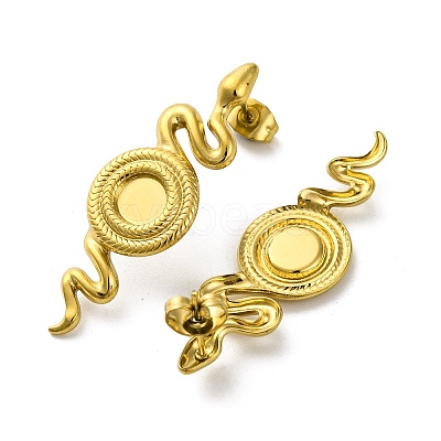 Ion Plating(IP) 304 Stainless Steel Snake Stud Earrings EJEW-K295-14G-1