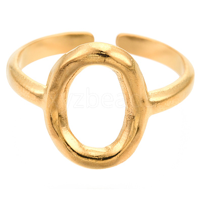 Ion Plating(IP) 304 Stainless Steel Hollow Oval Cuff Rings RJEW-N038-120LG-1