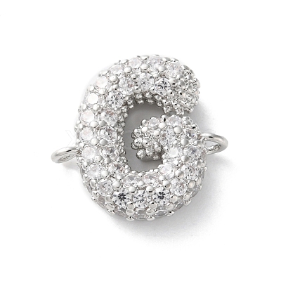 Brass Micro Pave Cubic Zirconia Letter Links KK-I717-04G-P-1