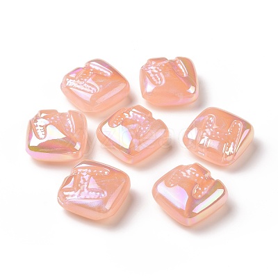 Rainbow Iridescent Plating Acrylic Beads OACR-A010-06D-1