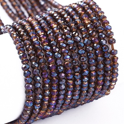 Electroplate Glass Beads Strands X-EGLA-F149-FR-05-1