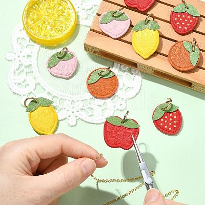 10Pcs 5 Styles Fruit Series Microfiber Leather Pendants FIND-CJ0005-21-1