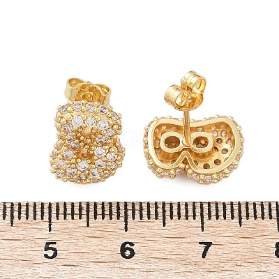 Brass Micro Pave Cubic Zirconia Stud Earrings EJEW-Z091-04G-B-1