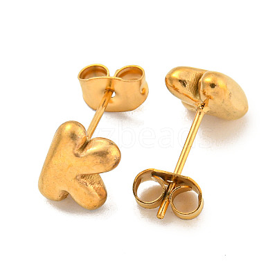 Chunk Letter 304 Stainless Steel Stud Earrings for Women LS-EJEW-G386-01K-G-1