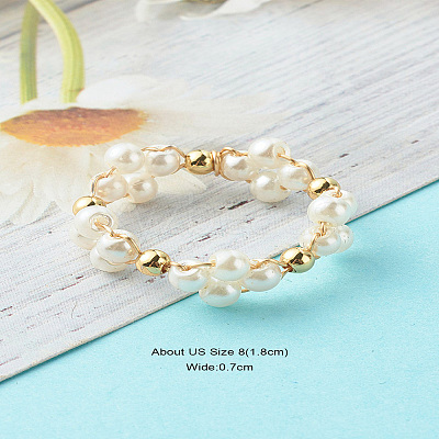 Glass Pearl Beads Finger Rings X1-RJEW-TA00005-1