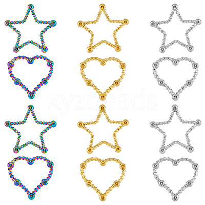 12Pcs 6 Styles Ion Plating(IP) 304 Stainless Steel Linking Ring Rhinestone Settings STAS-FH0002-03-1
