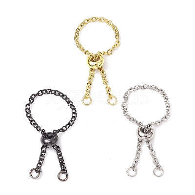 Adjustable Stainless Steel Cable Chain Slider Ring Making AJEW-JB01233-1