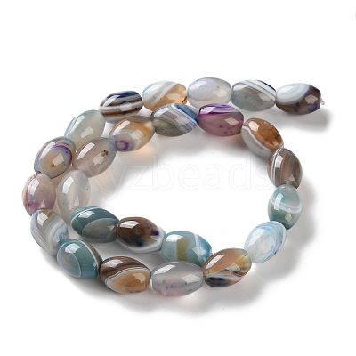 Natural Banded Agate (Dyed & Heated) Beads Strands G-M446-D01-01E-1