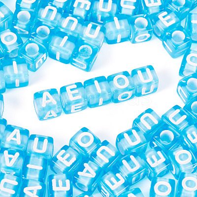 100Pcs 5 Colors Transparent Acrylic Beads TACR-TA0001-55B-1