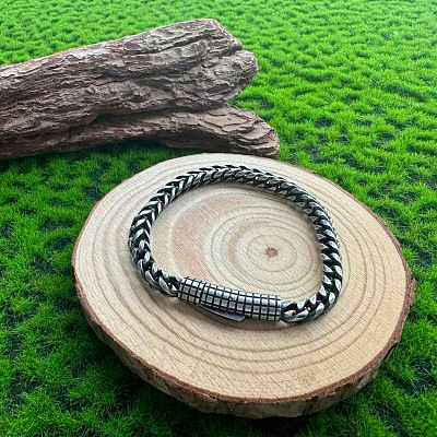 Vintage 304 Stainless Steel Wheat Chain Bracelets for Unisex WGBB540-01-1