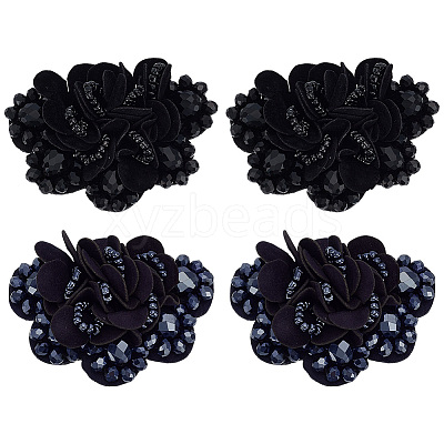 4Pcs 2 Colors Flower Velvet with Rhinestone Shoe Decorations DIY-FG0006-43-1