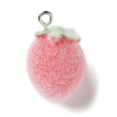 Fruit Theme Flocking Opaque Resin Pendants LS-RESI-D017-04E-P-1
