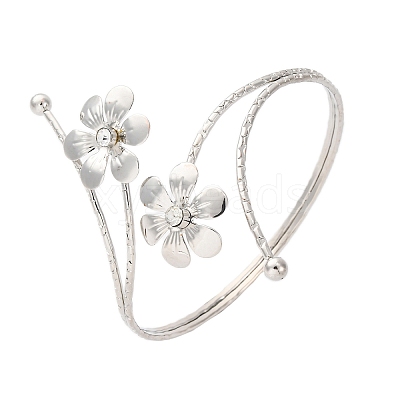 Flower Alloy Arm Cuff Bangles for Girl Women LS-AJEW-A063-01E-P-1