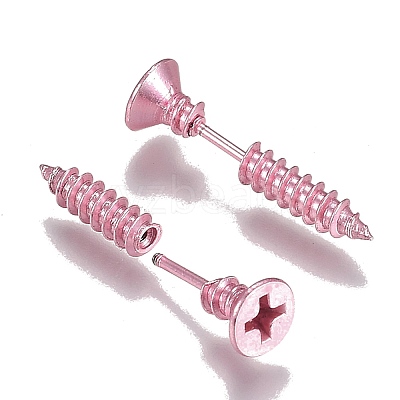 PVD Vacuum Plating 304 Stainless Steel Unisex Punk Hip-hop Rock Nail Shape Screw Pierced Stud Earrings EJEW-F261-01B-1