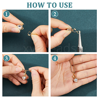 32Pcs 8 Styles Brass Micro Pave Cubic Zirconia Ice Pick Pinch Bails ZIRC-FH0001-54-1