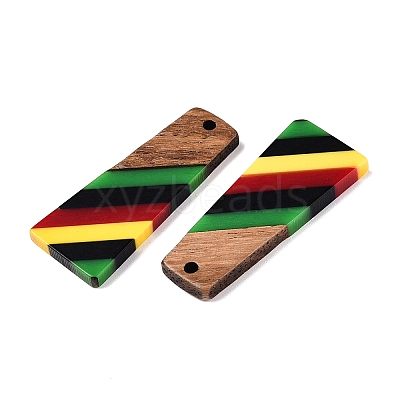 Jamaican Colour Epoxy Resin & Walnut Wood Pendants RESI-N039-122M-1