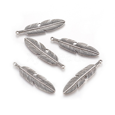 Tibetan Style Alloy Feather Big Pendants LS-TIBEP-A12720-AS-RS-1