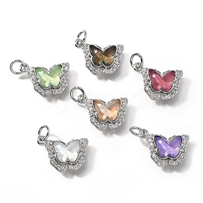 Brass Micro Pave Cubic Zirconia Pendants KK-Q043-03P-1